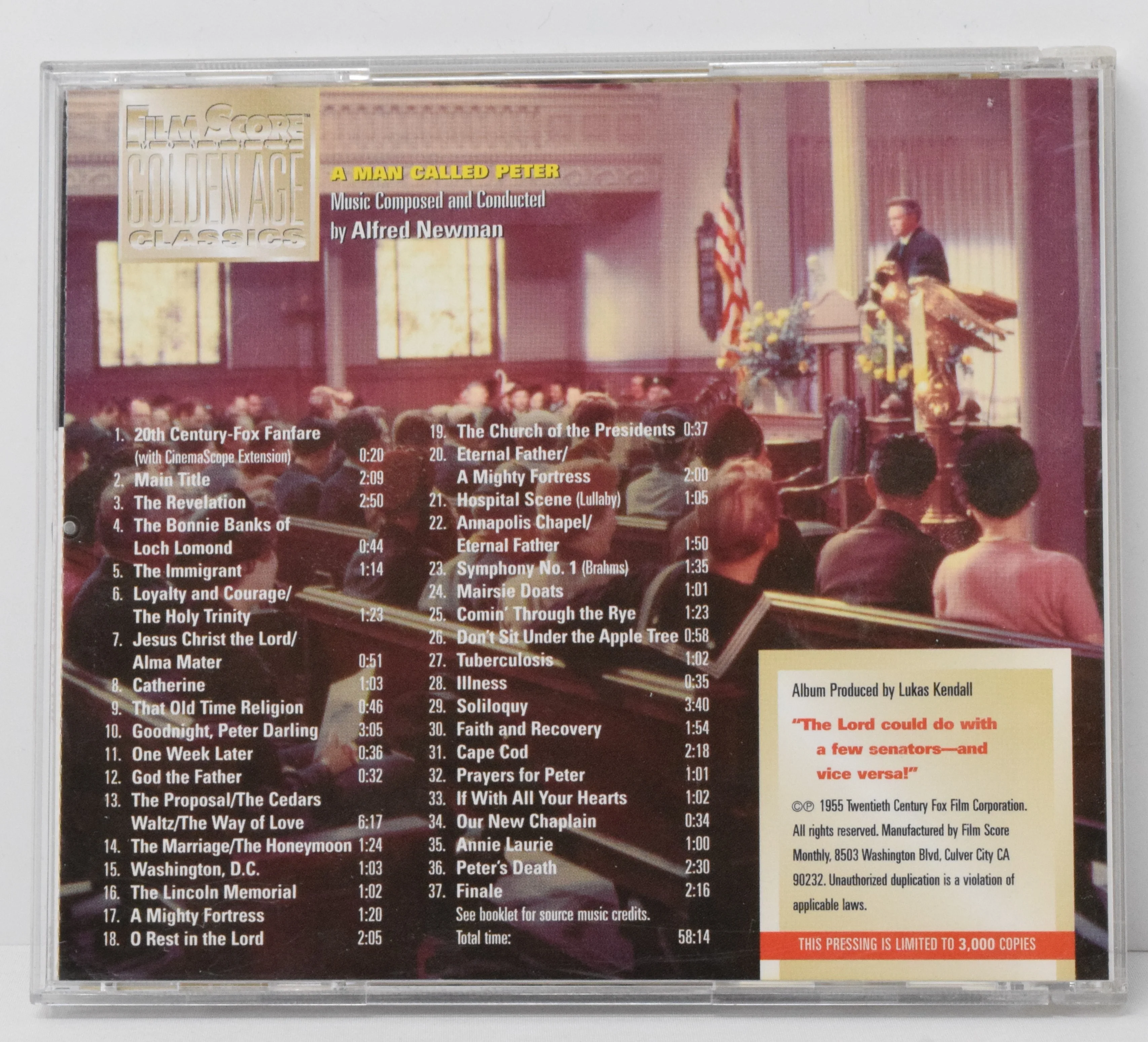 A Man Called Peter Soundtrack CD Alfred Newman FSM Golden Age LTD 3000 - Image 2