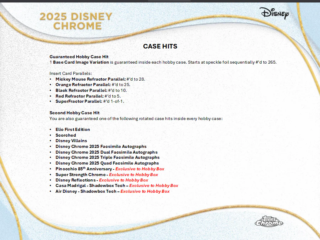Disney Trading Cards Topps Chrome 2025 Hobby Breaker Box (09/24/2025) - Image 8