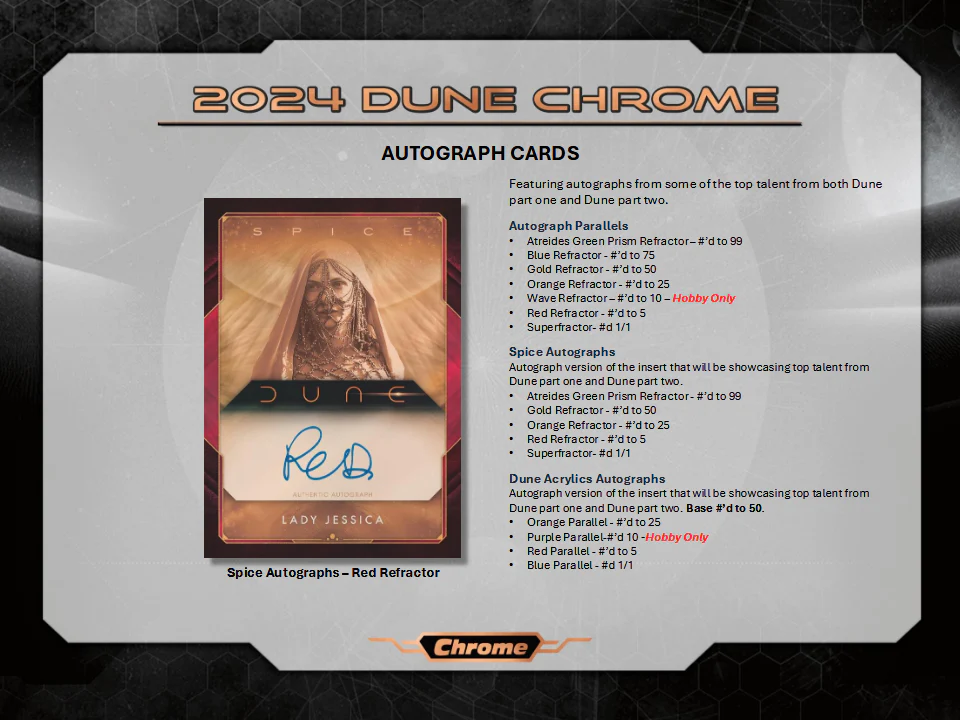 Dune Chrome Trading Cards Topps 2025 Hobby Box (10/15/2025) - Image 6