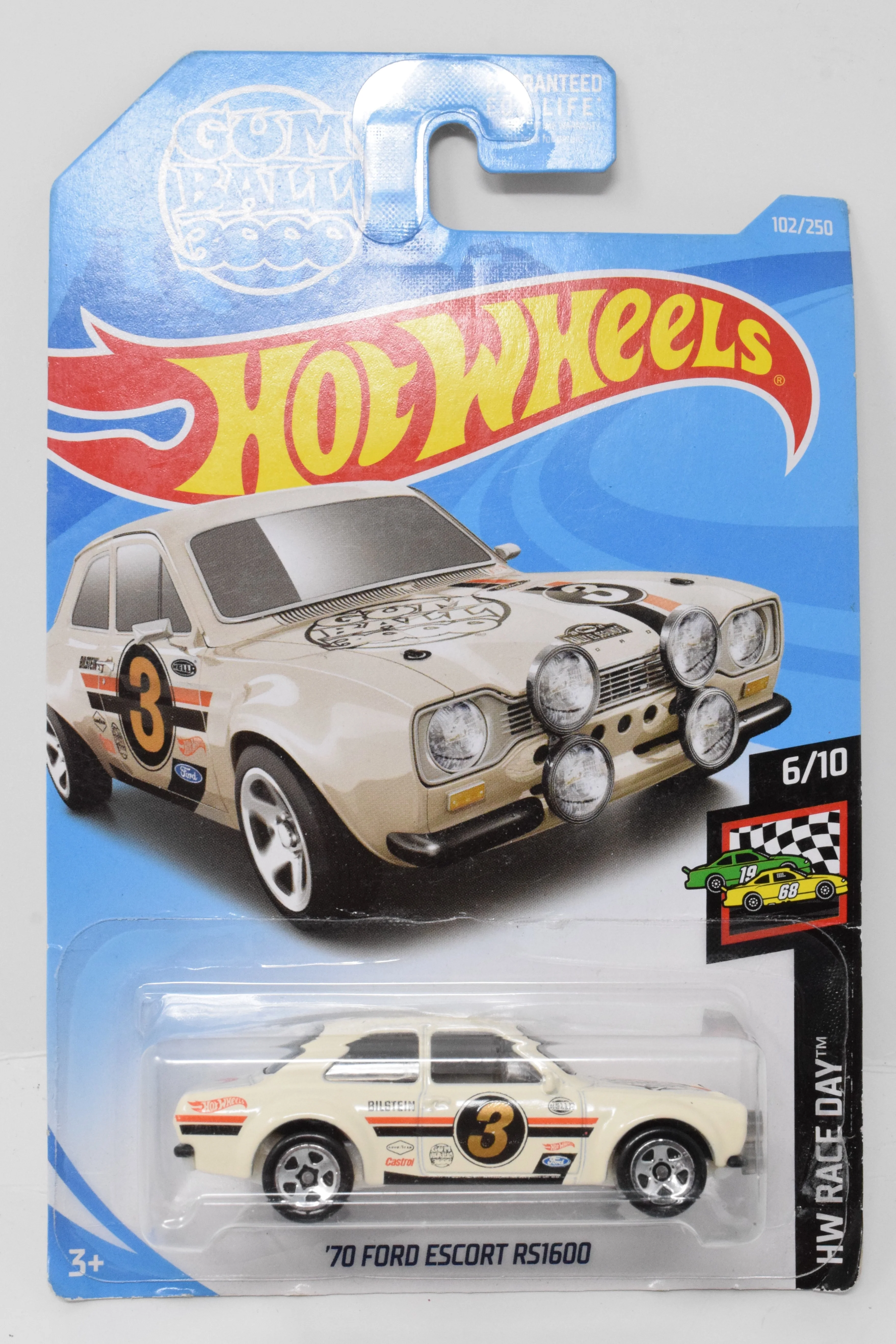 Hot Wheels 70 Ford Escort RS1600 HW Race Day Diecast Car White 6/10 102 New
