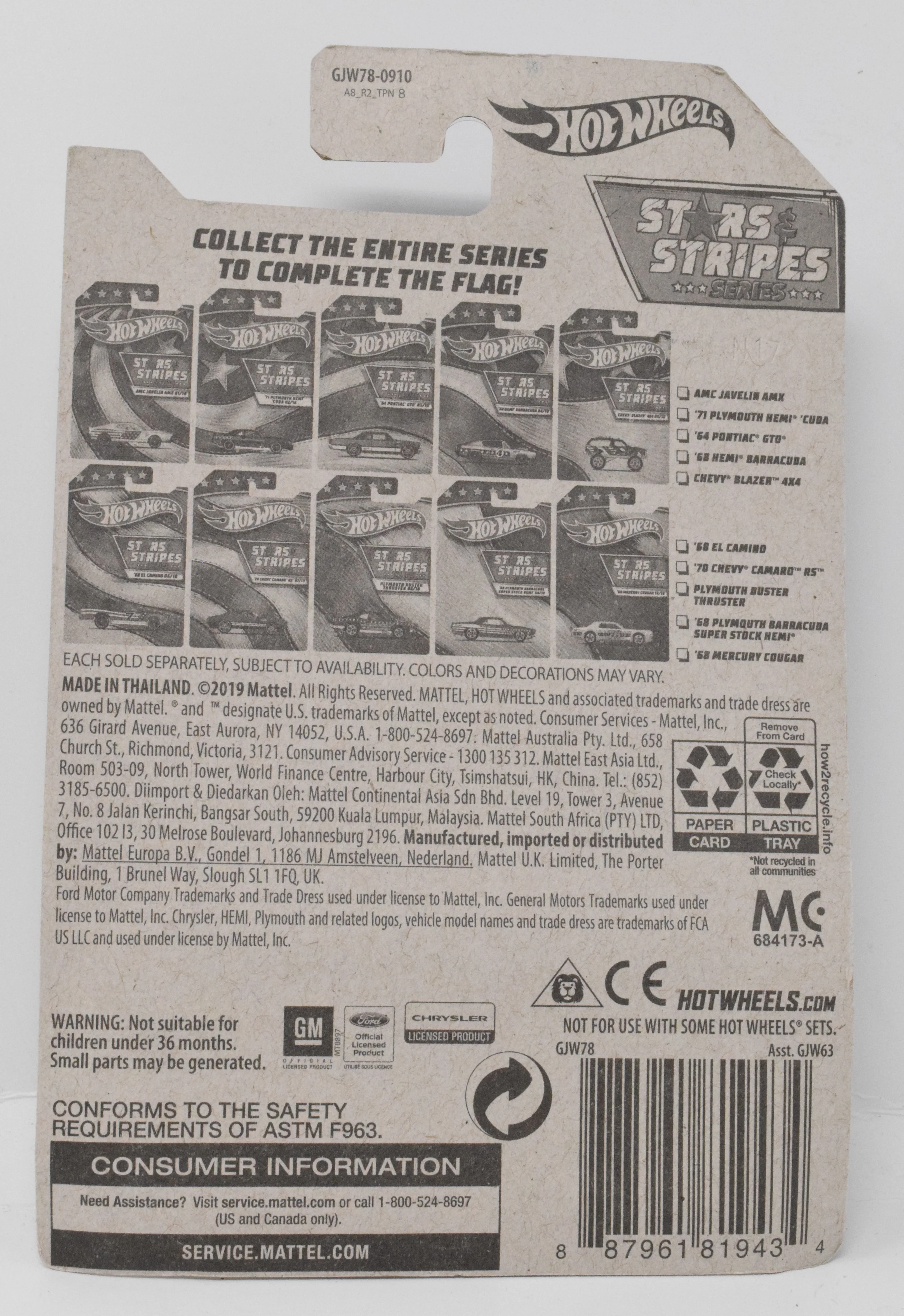 Hot Wheels 71 Plymouth Hemi Cuda Stars and Stripes 2/10 DieCast Car New - Image 2