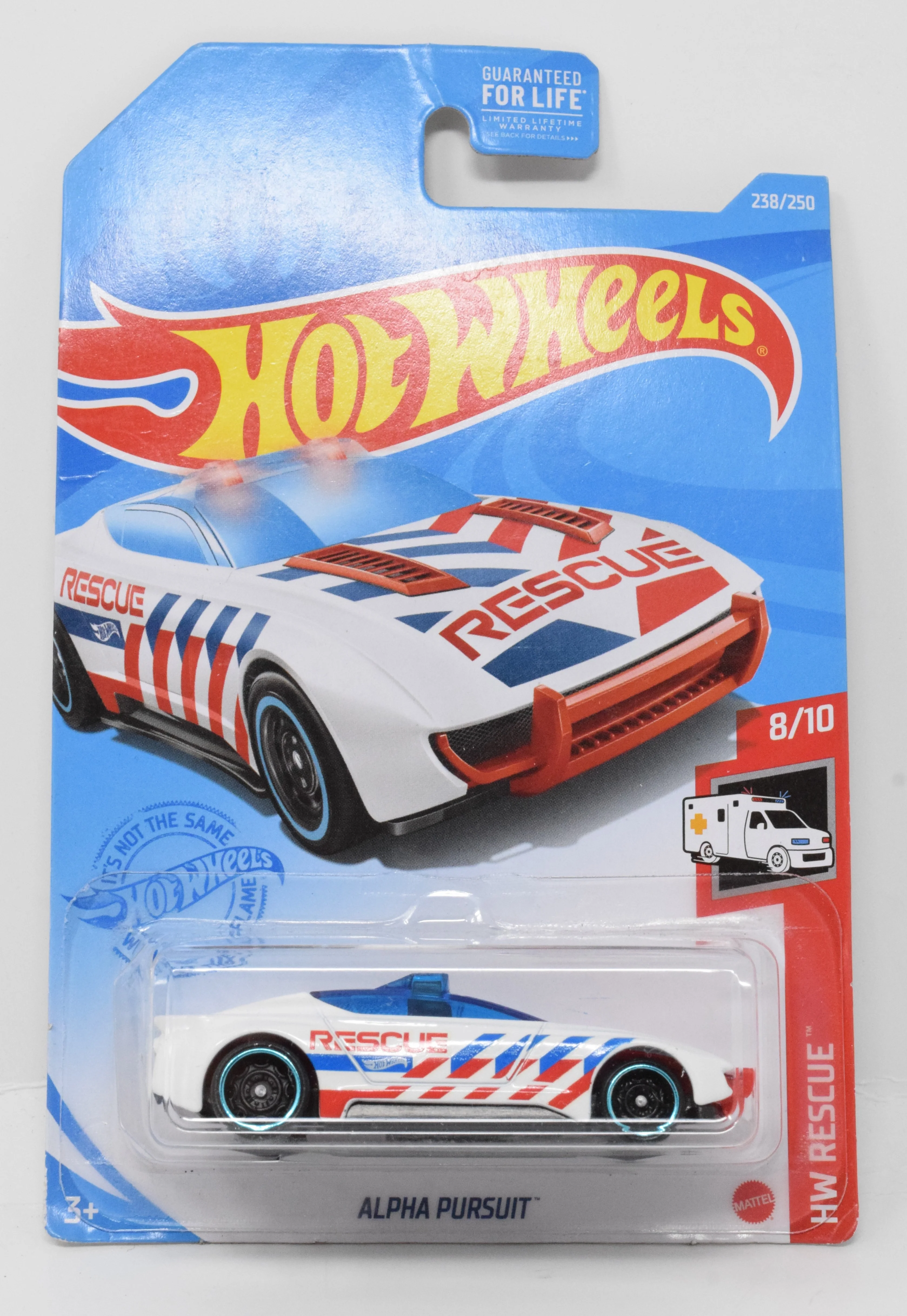 Hot Wheels Alpha Pursuit HW Rescue Diecast Car White 8/10 238 New