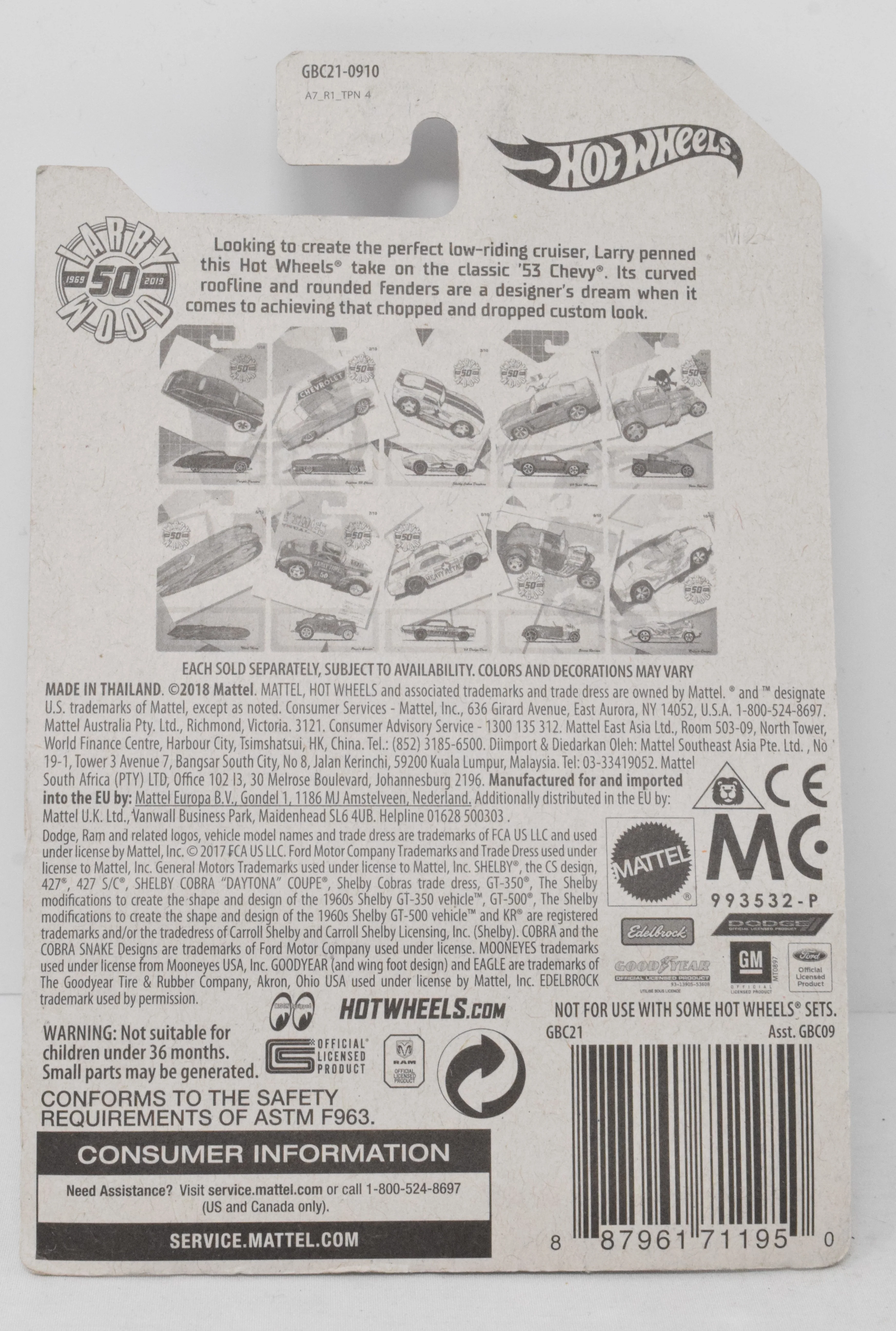 Hot Wheels Custom 53 Chevy Chevrolet Larry Wood DieCast Car Green 2/10 New - Image 2