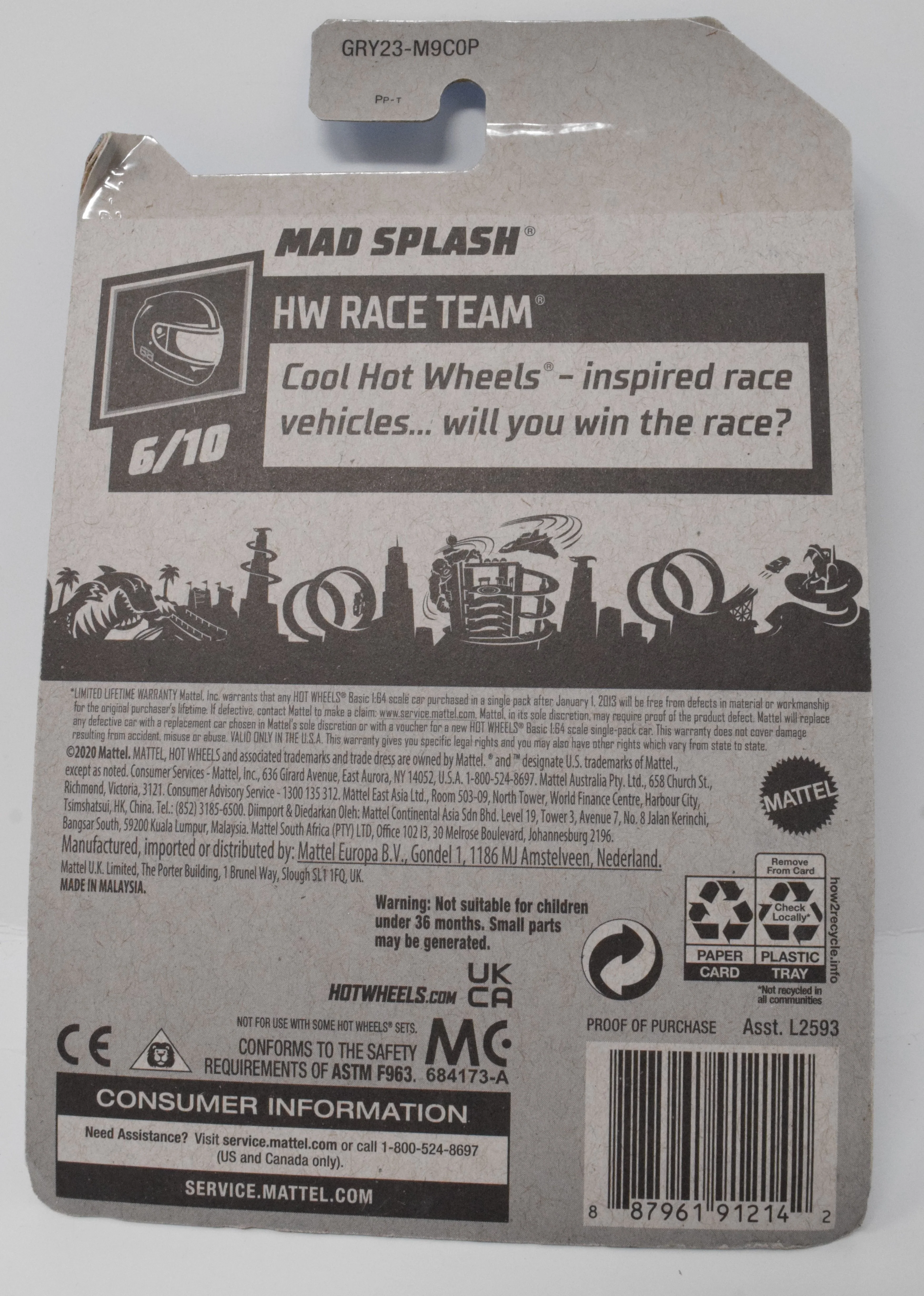 Hot Wheels Mad Splash HW Race Team 6/10 222 DieCast Car New - Image 2