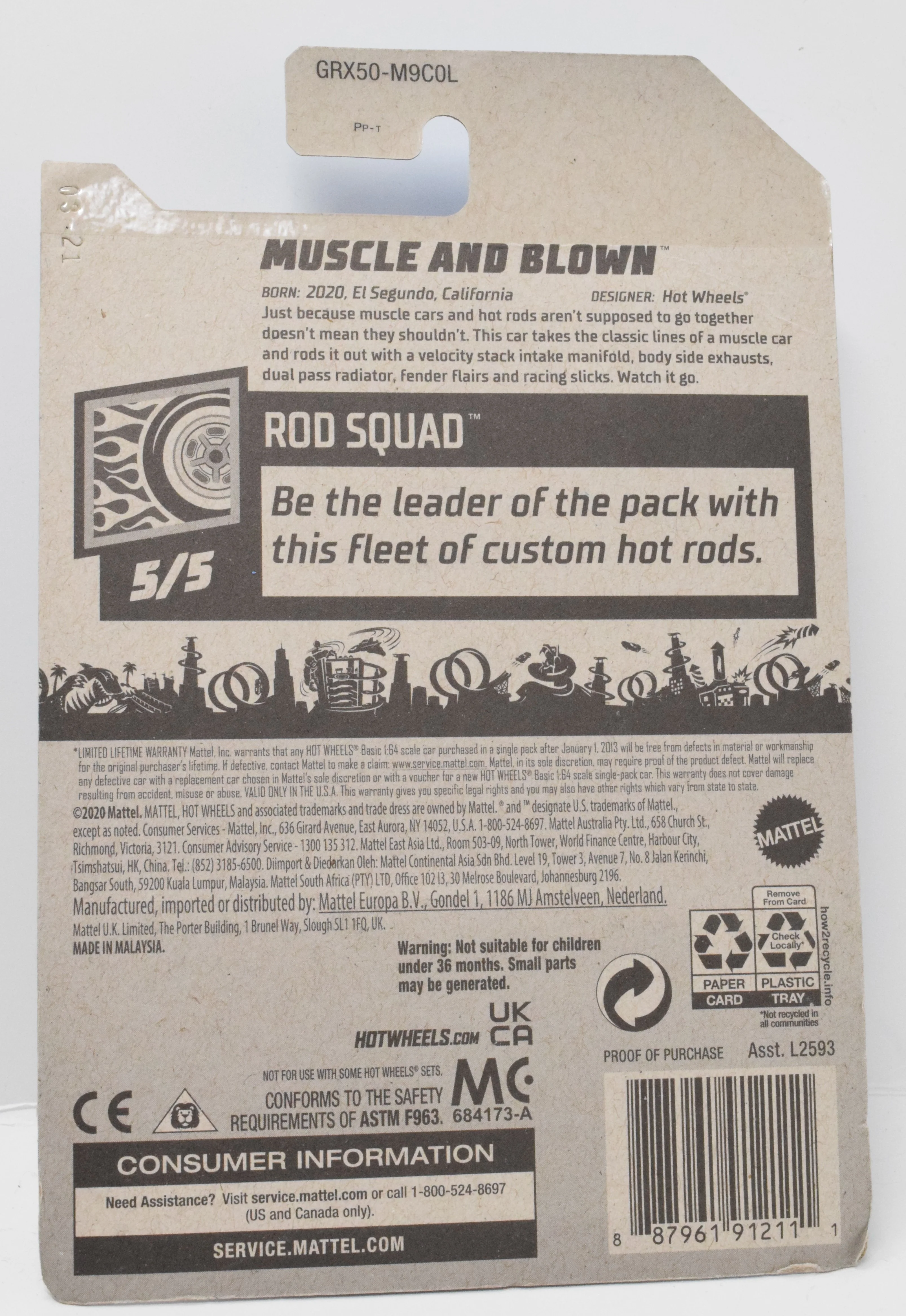 Hot Wheels Muscle and Blown DieCast Car Rod Sqaud 5/5 184 New - Image 2