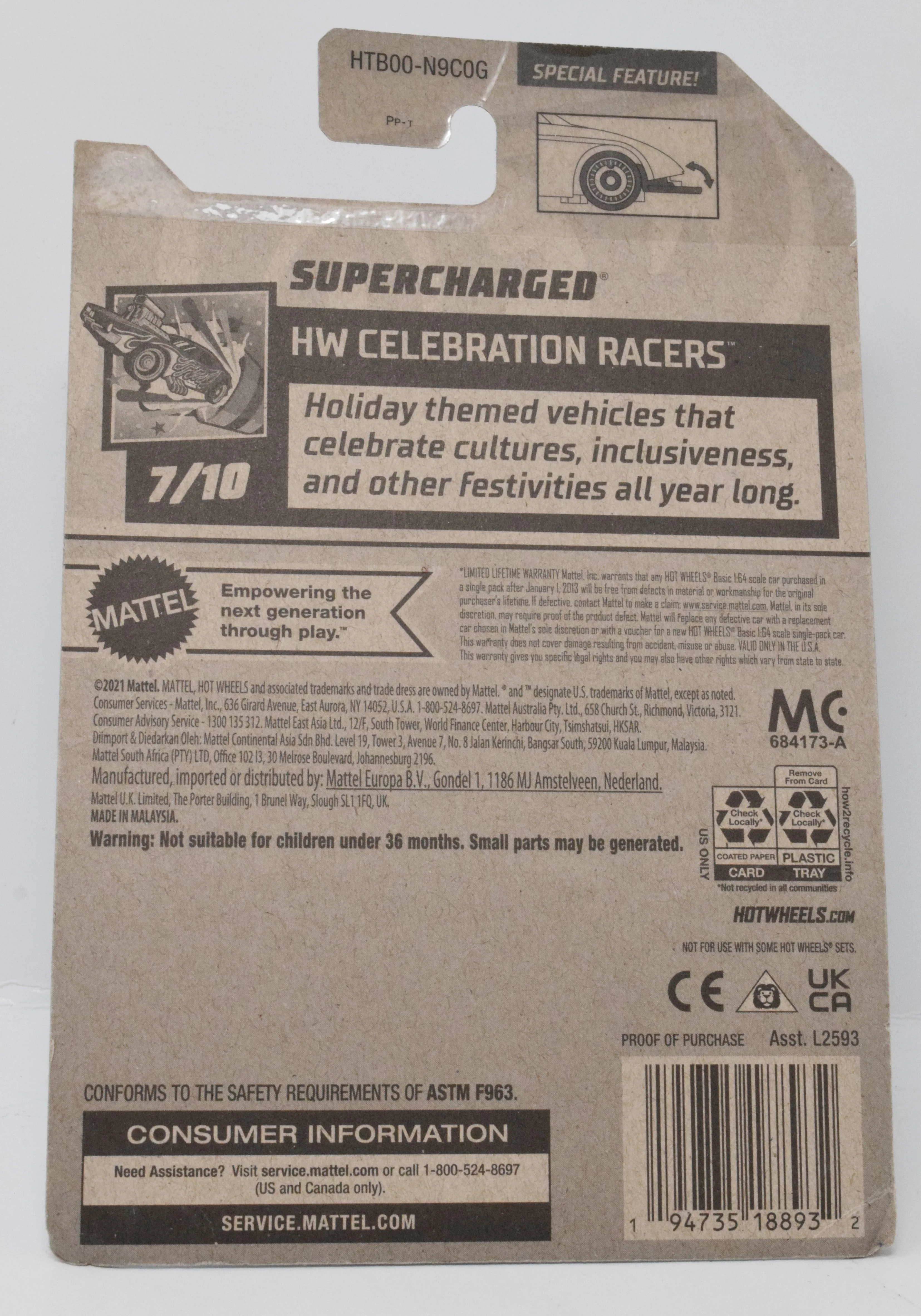 Hot Wheels SuperCharged HW Celebration Racers 7/10 124 Green DieCast Car New - Image 2