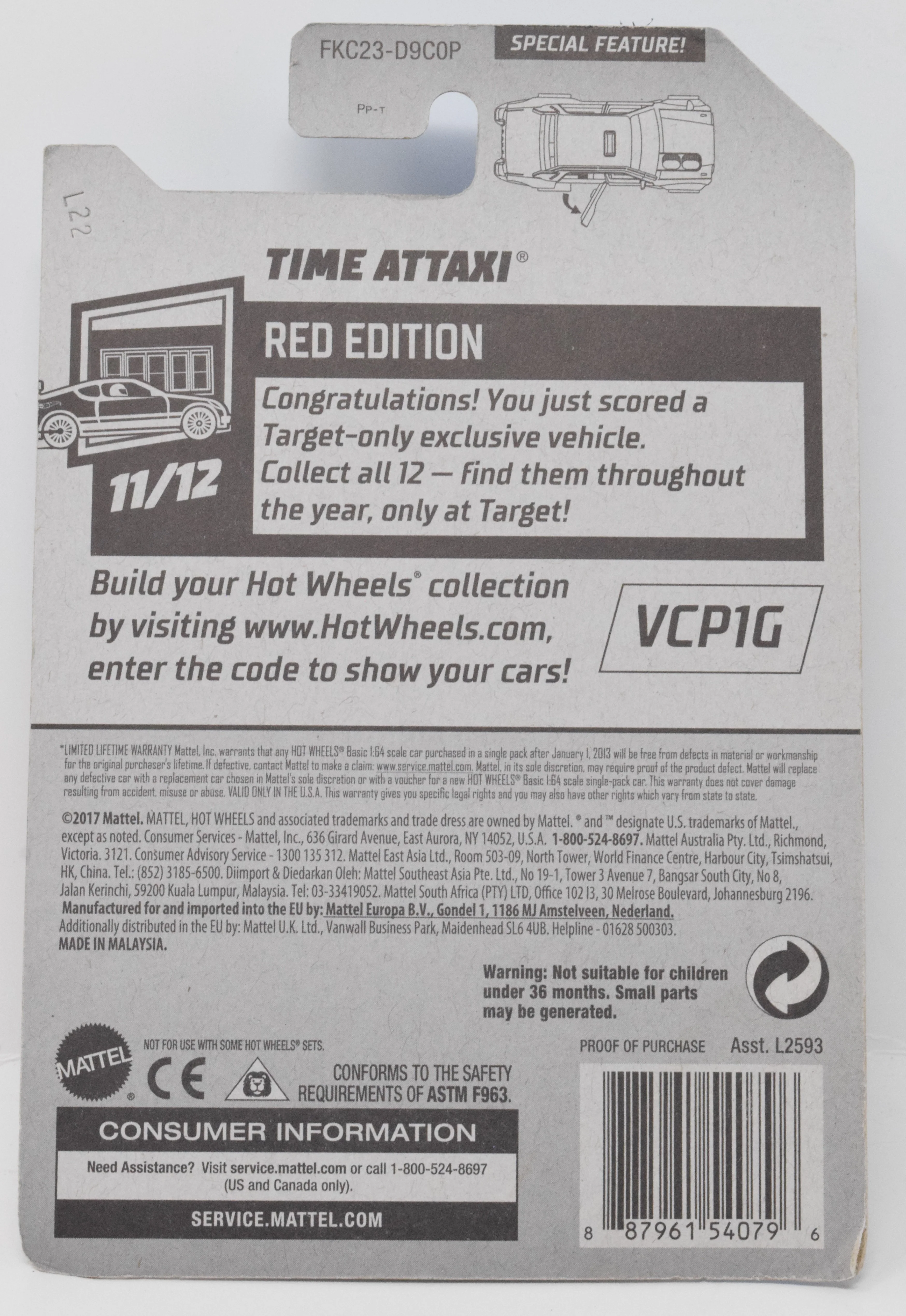 Hot Wheels Time ATTAXI Special Feature DieCast Car Red Edition 11/12 New - Image 2