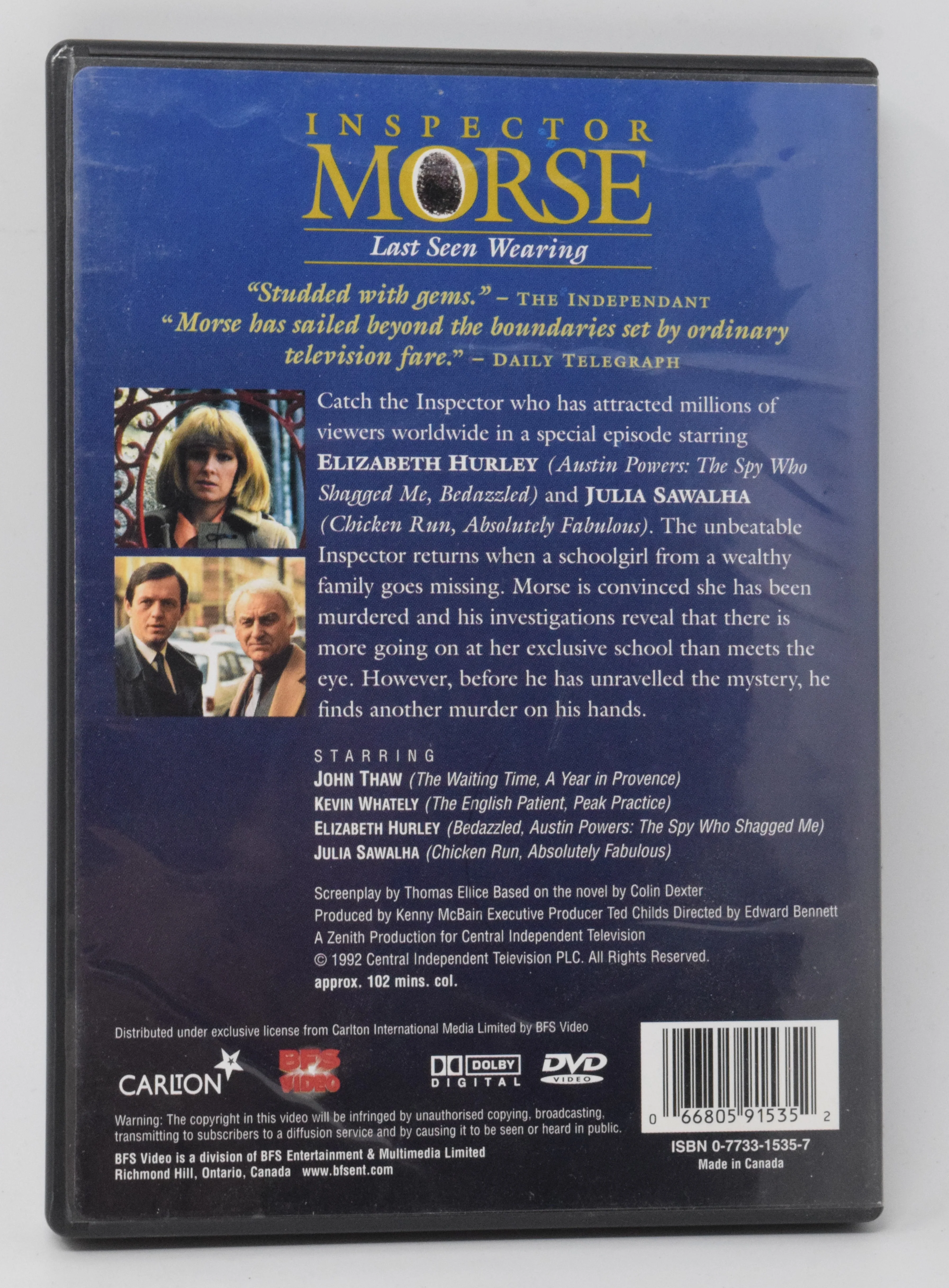 Inspector Morse DVD Last Seen Wearing - Image 2