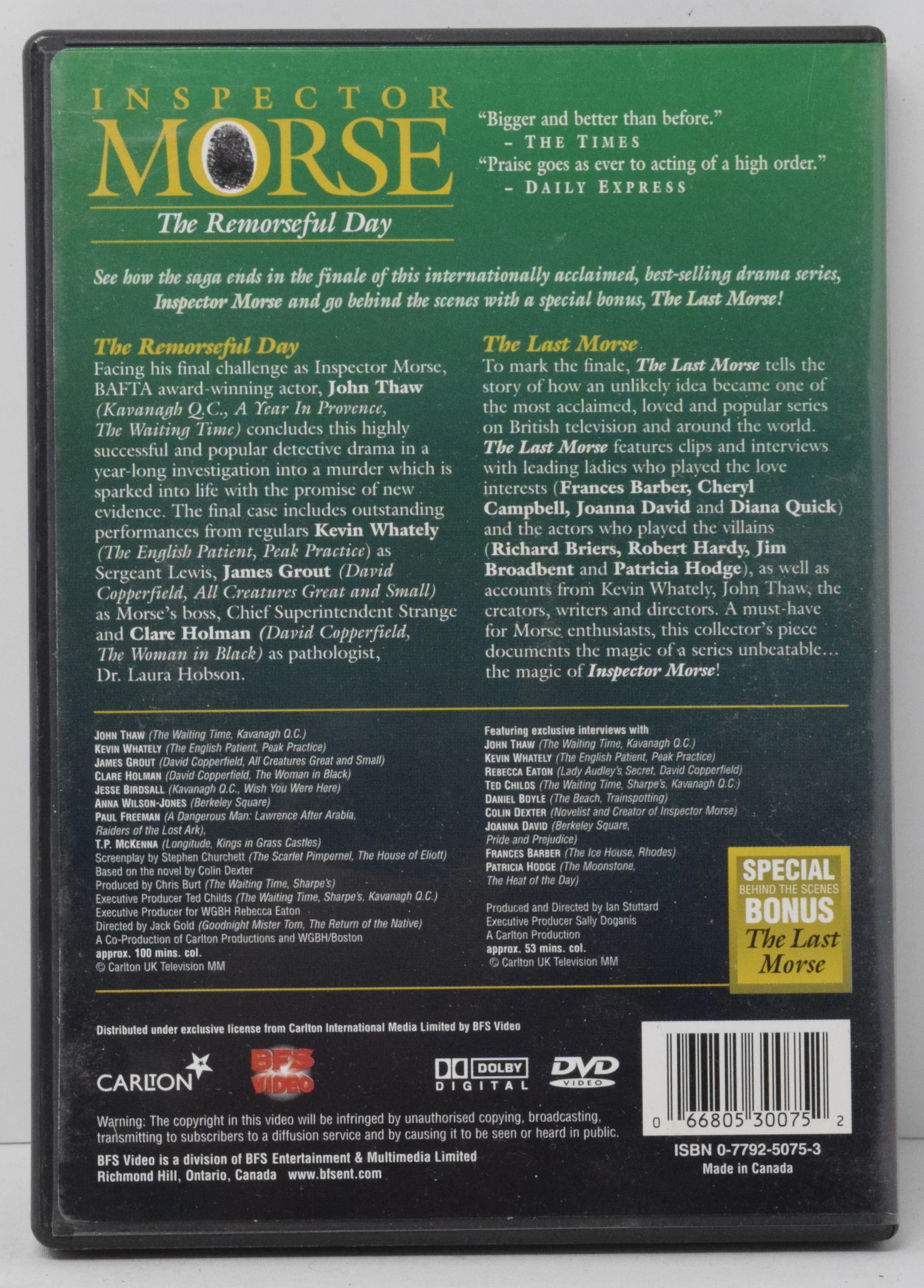John Thaw as Inspector Morse The Remorseful Day DVD - Image 2