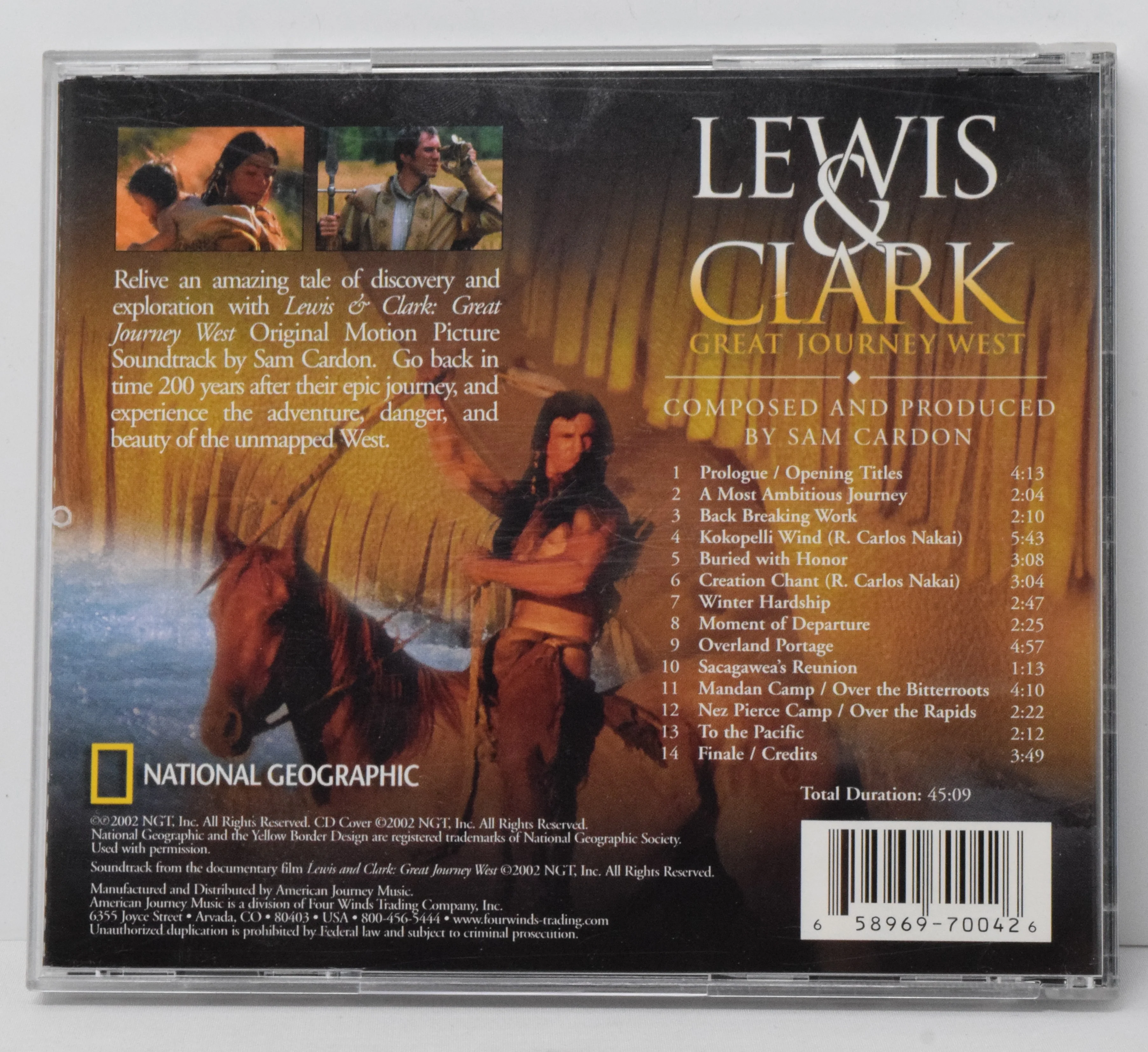 Lewis & Clark Great Journey West Soundtrack CD Sam Cardon National Geographics - Image 2