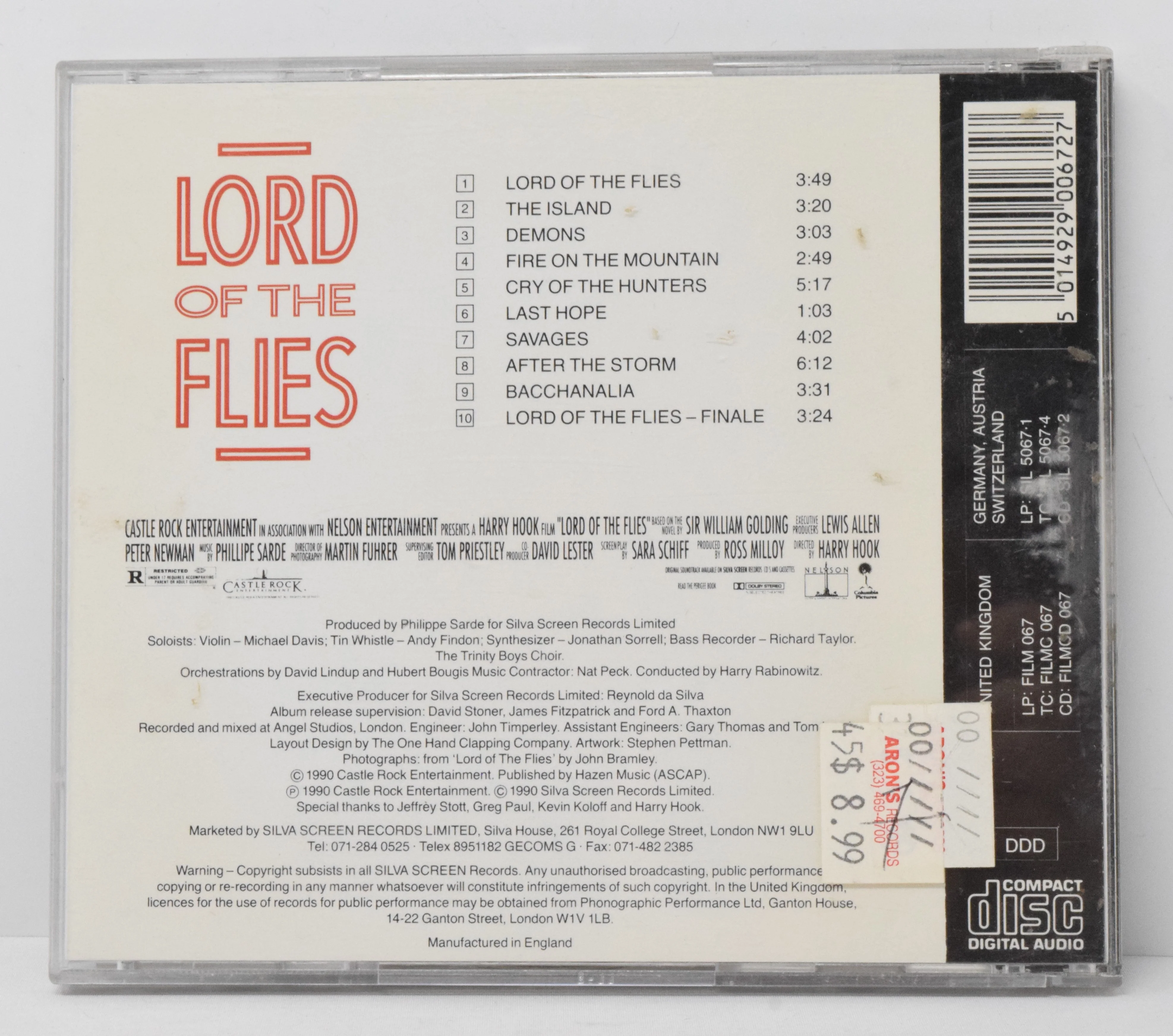 Lord Of The Flies Soundtrack CD Philppe Sarde Silva - Image 2
