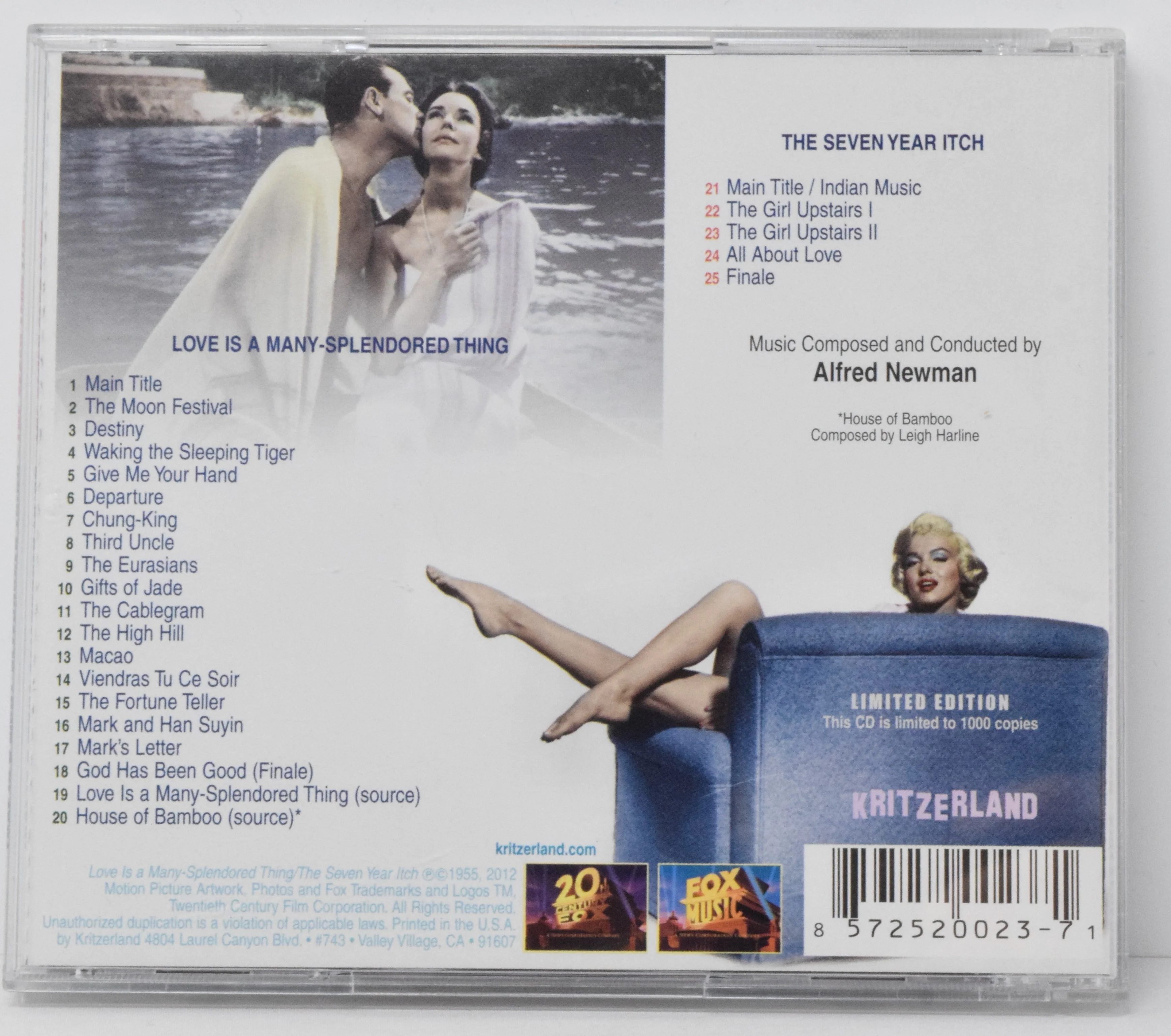 Love Is A Many Splendored Thing Soundtrack CD Alfred Newman Kriterland LTD 1000 - Image 2