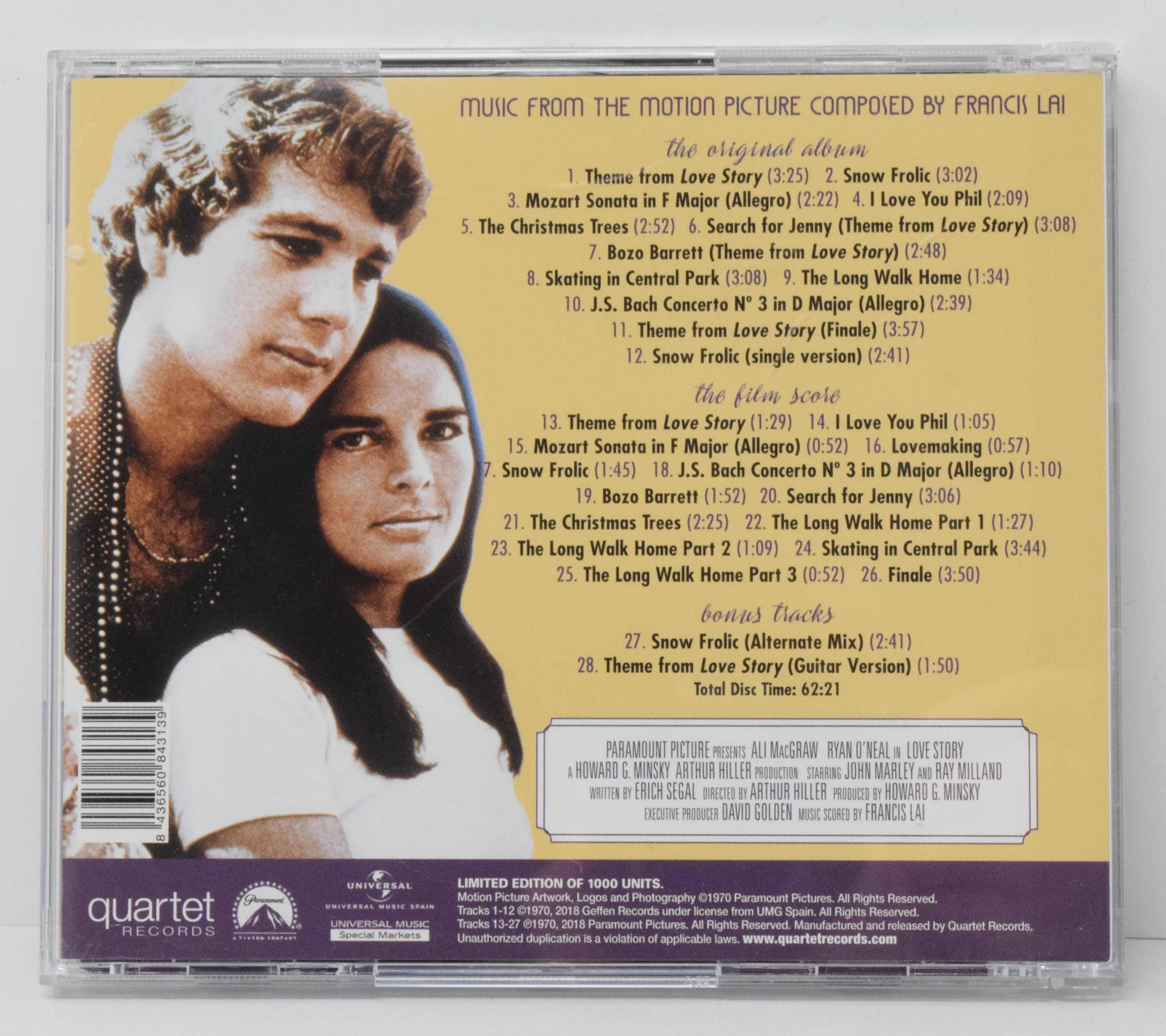 Love Story Soundtrack CD Francis Lai Quartet LTD 1000 - Image 2