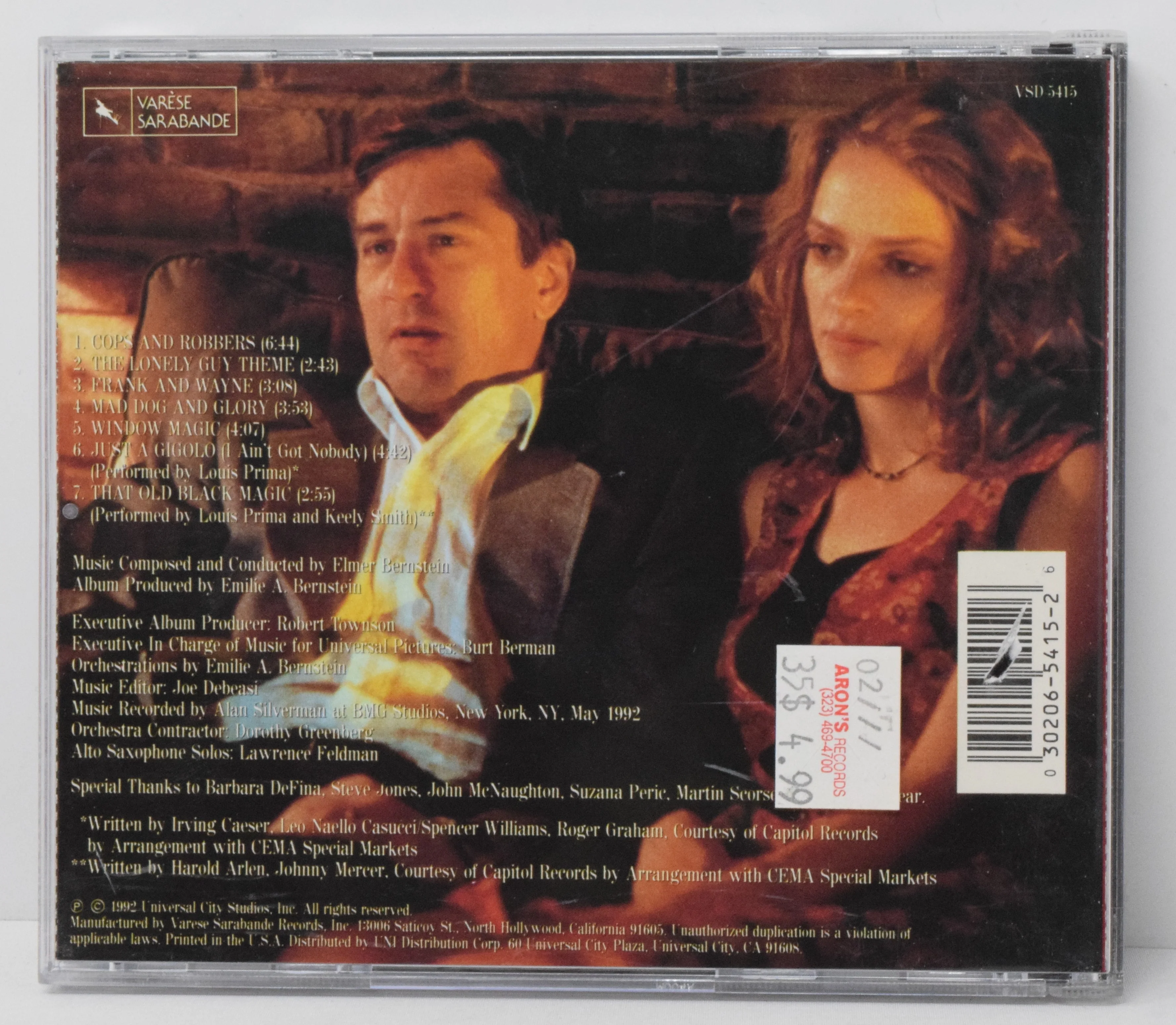 Mad Dog Glory Soundtrack CD Elmer Bernstein Varese - Image 2