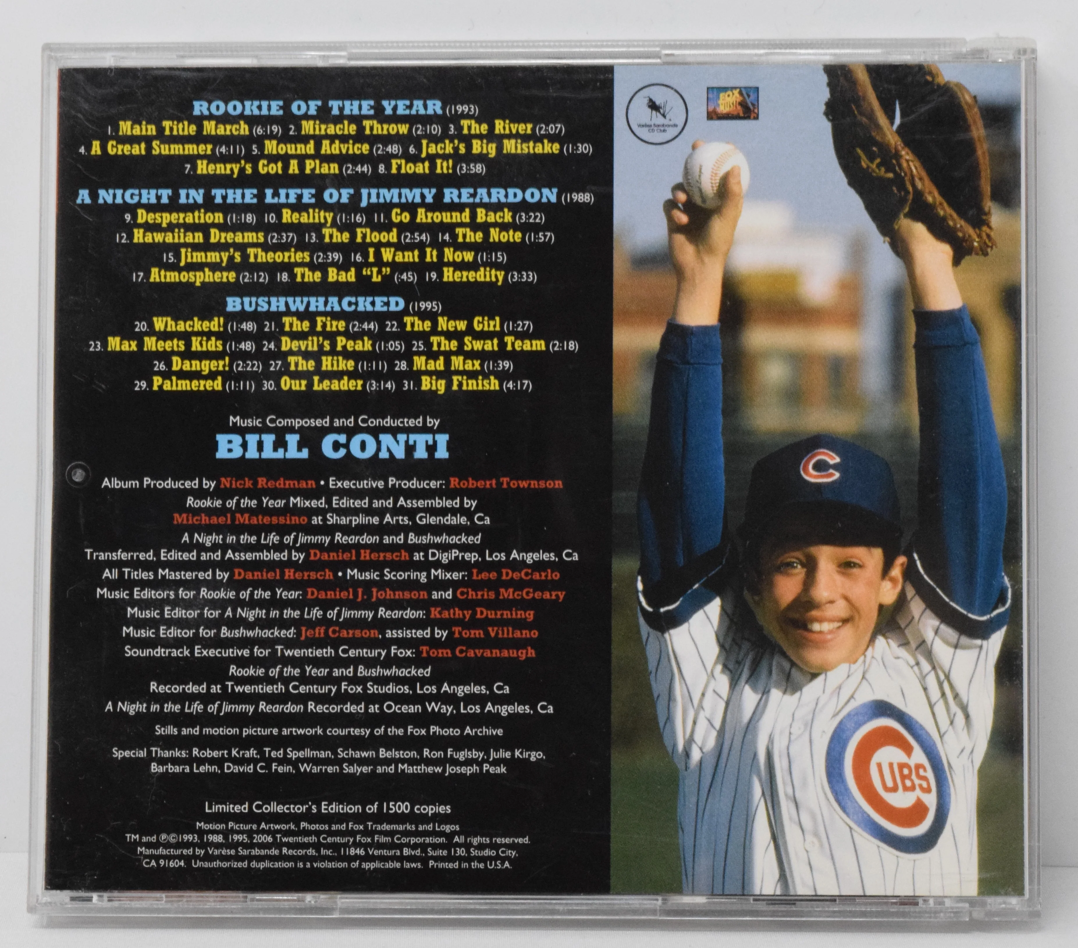 Rookie Of The Year Soundtrack CD Bill Conti Varese LTD 1500 - Image 2