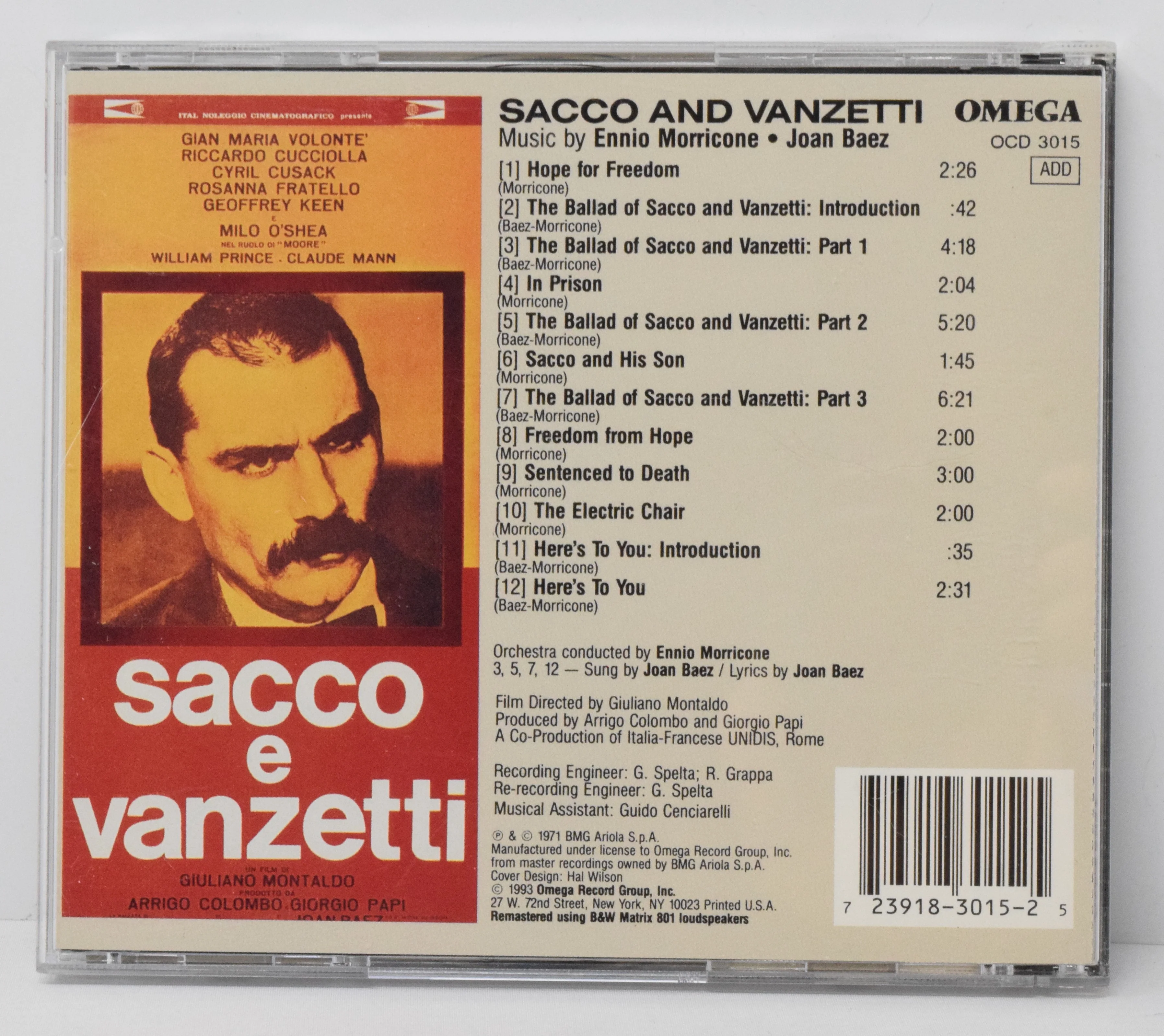 Sacco And Vanzetti Soundtrack CD Ennio Morricone Joan Baez Omega - Image 2