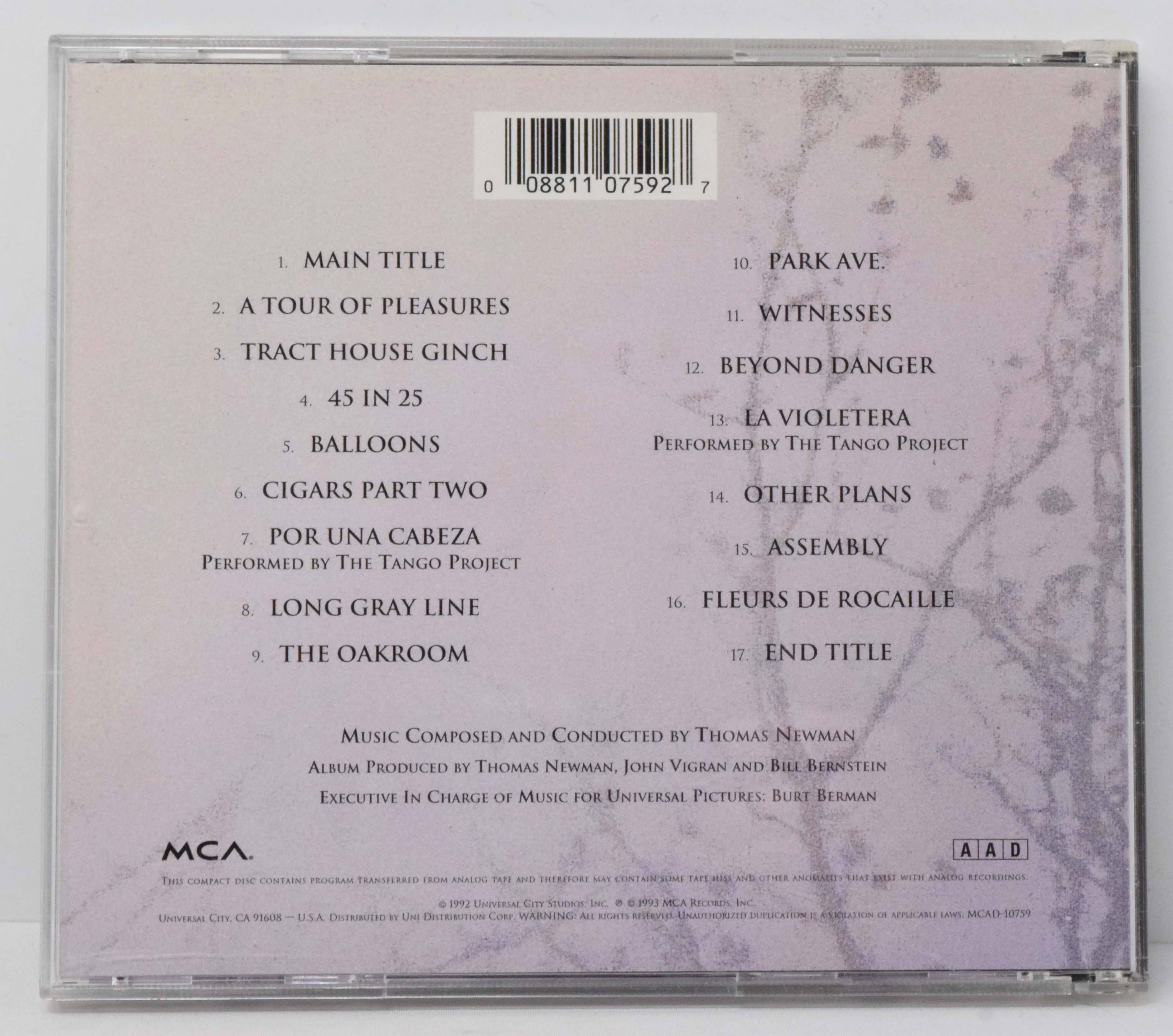 Scent Of A Woman Soundtrack CD Thomas Newman - Image 2