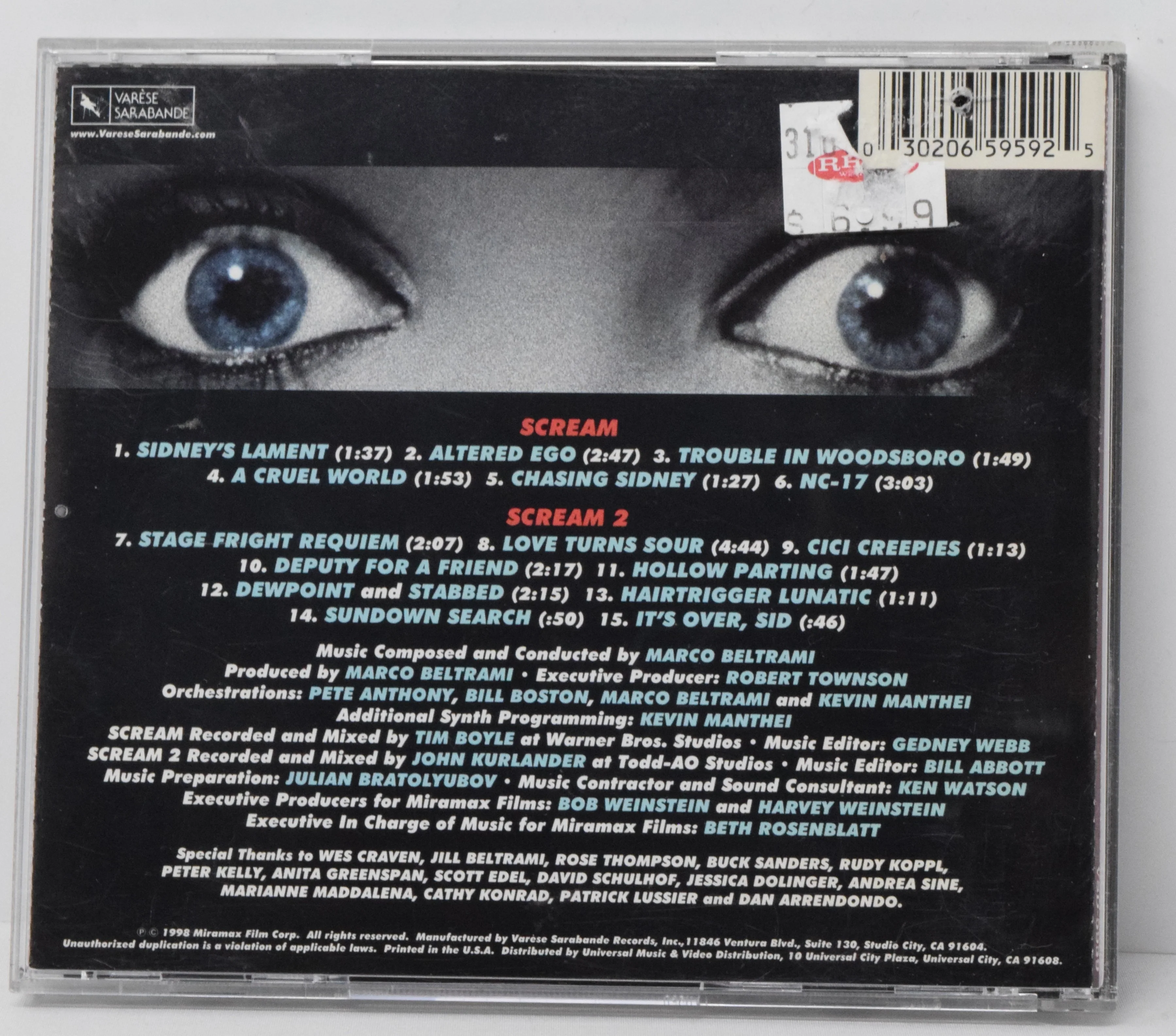 Scream 2 Soundtrack CD Marco Beltrami Varese - Image 2