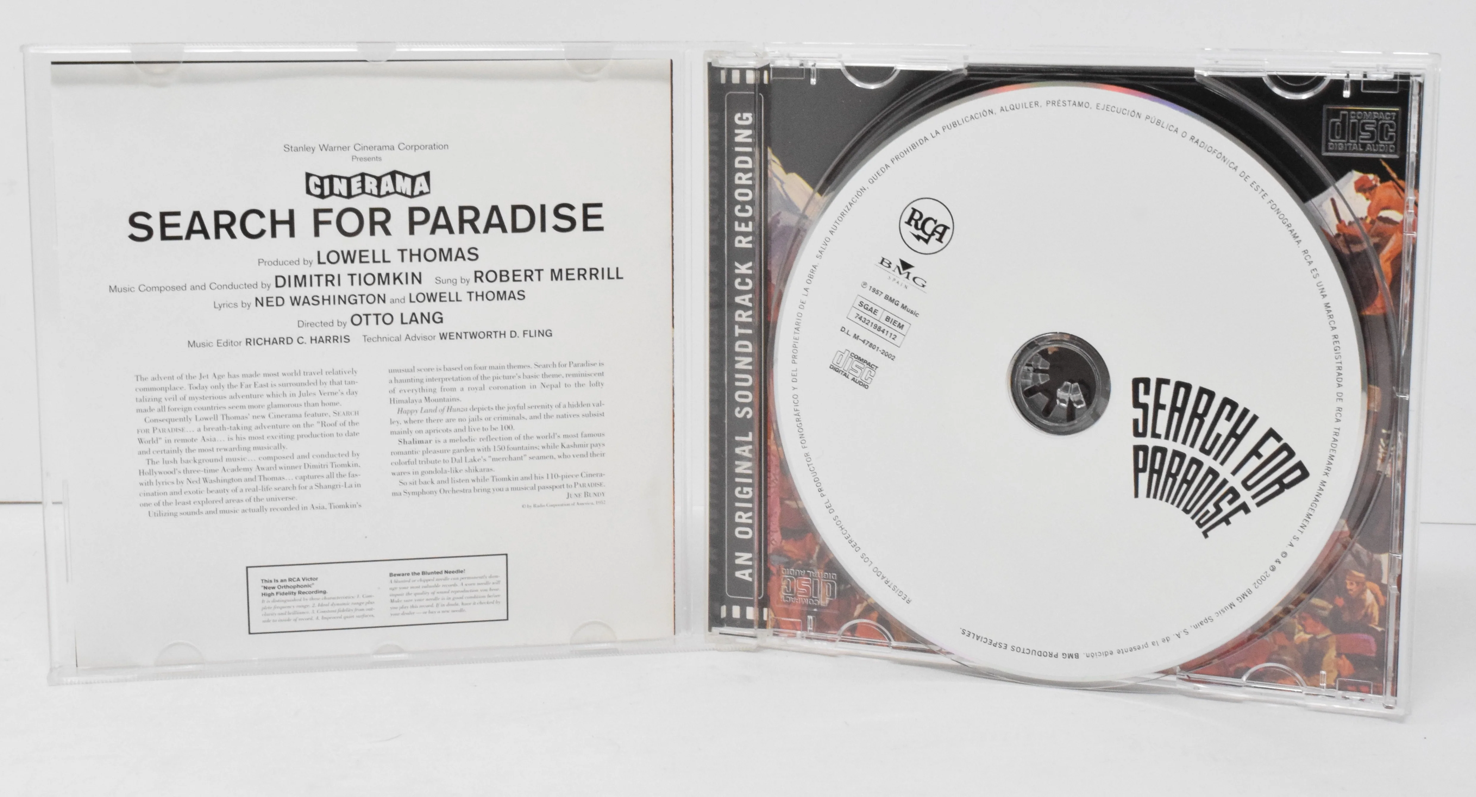 Search For Paradise Soundtrack CD Dimitri Tiomkin RCA - Image 3