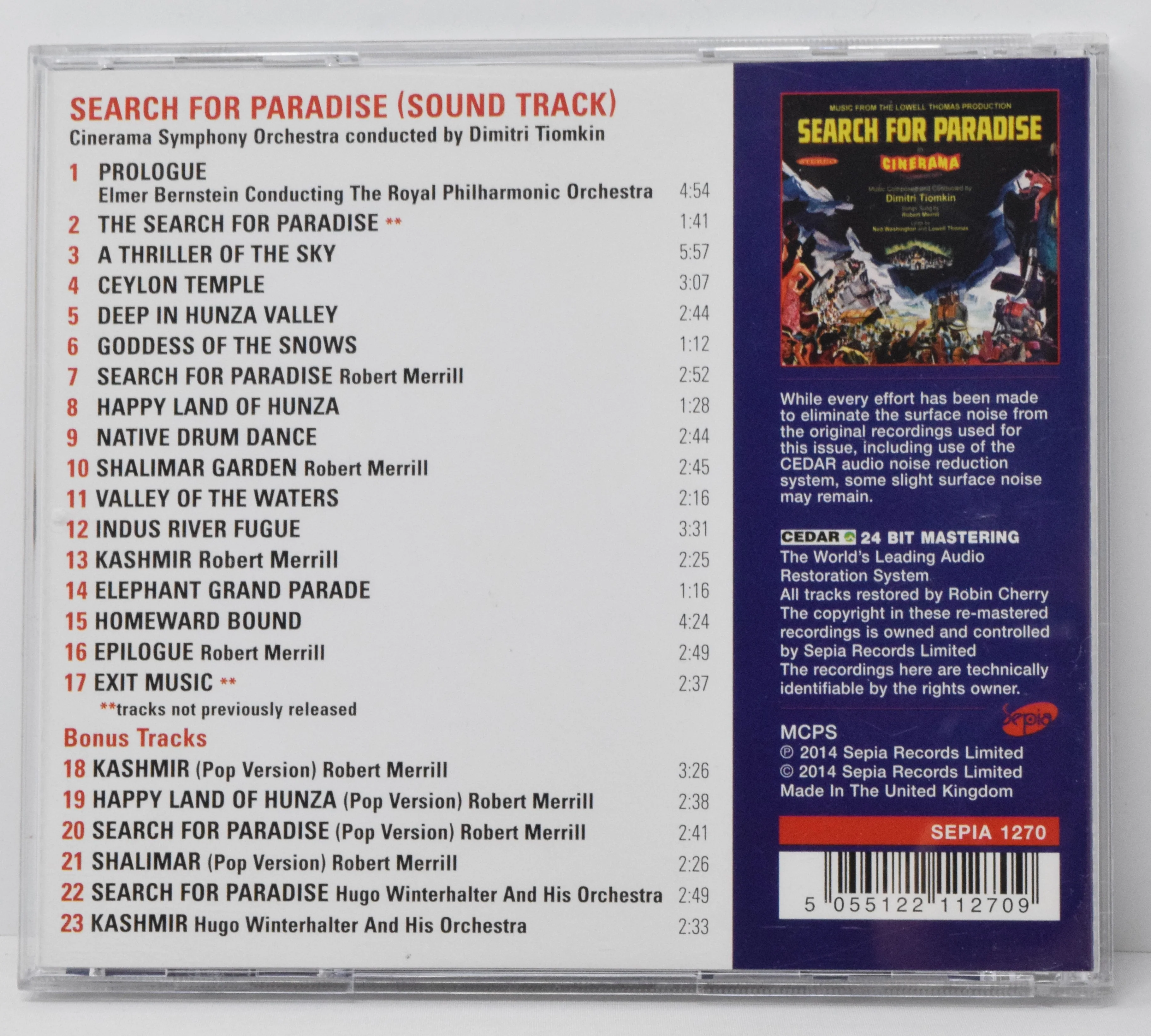 Search For Paradise Soundtrack CD Dimitri Tiomkin Sepia - Image 2