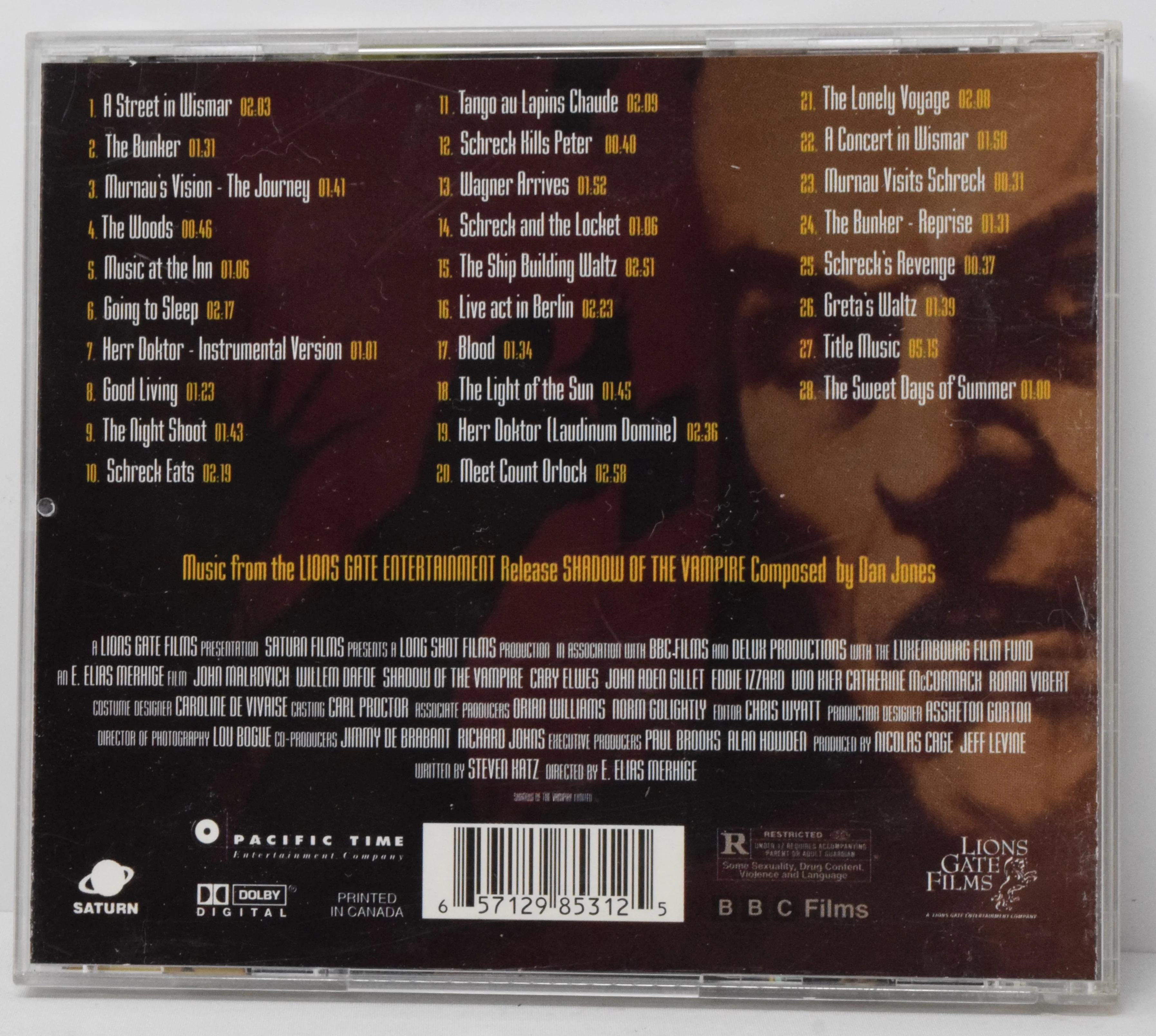 Shadow Of The Vampire Soundtrack CD John Malkovich Pacific Time - Image 2
