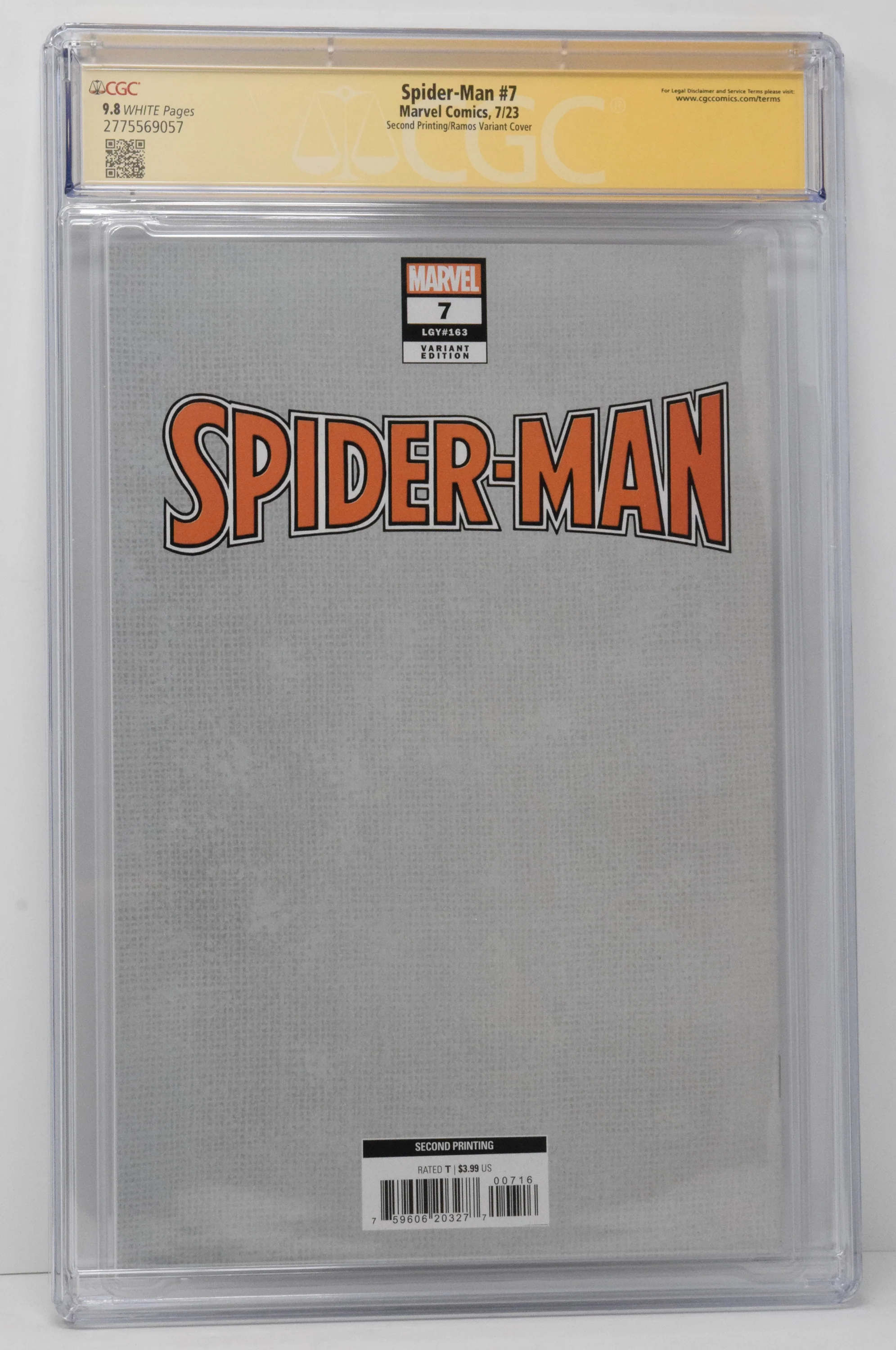 Spider-Man #7 Marvel 2023 2nd Print 1:25 Humberto Ramos Virgin Spider-Boy CGC SS 9.8 SIGNED Dan Slott - Image 2