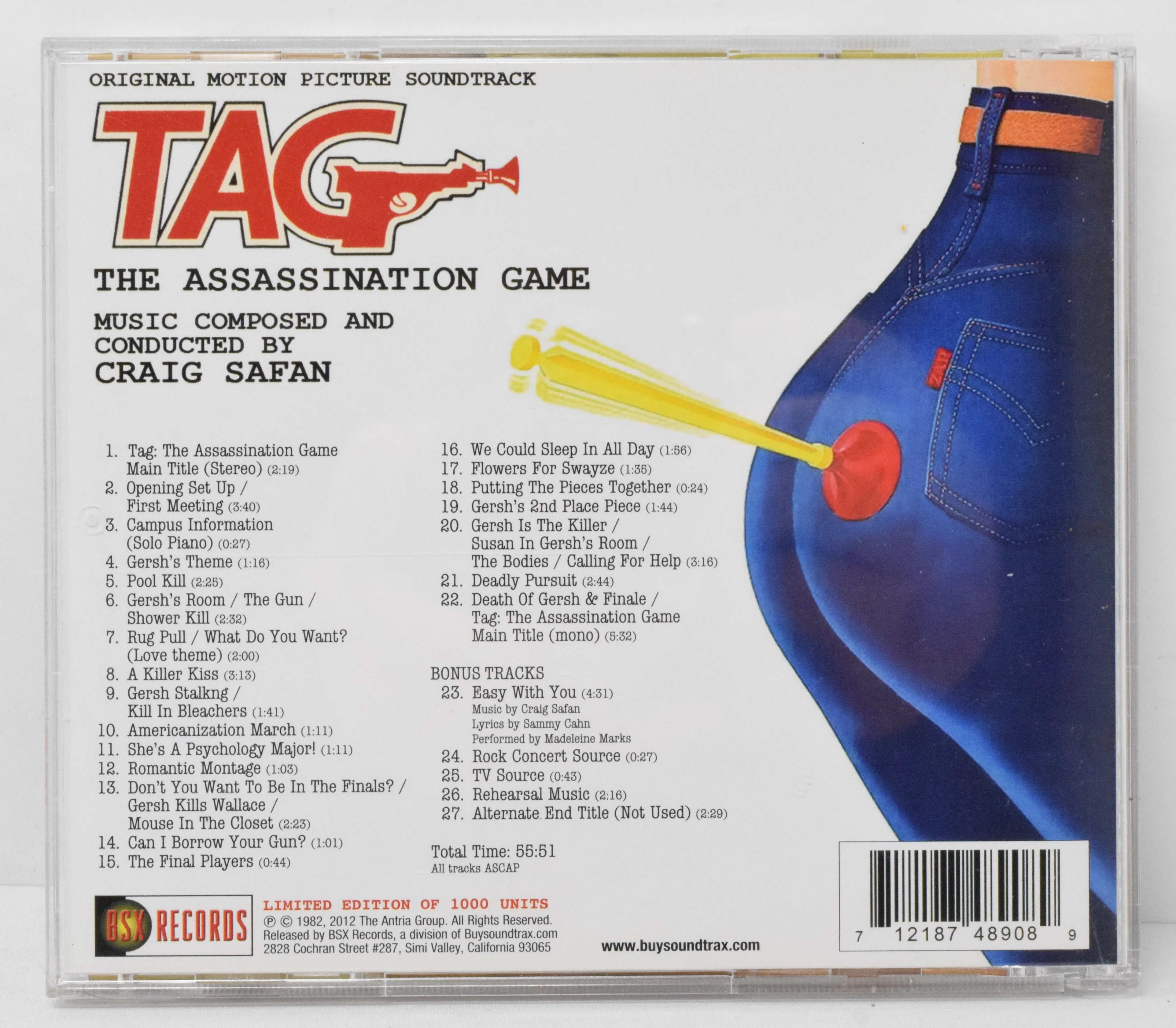 Tag Assassination Game Soundtrack CD Signed Craig Safan BSX LTD 1000 - Image 2