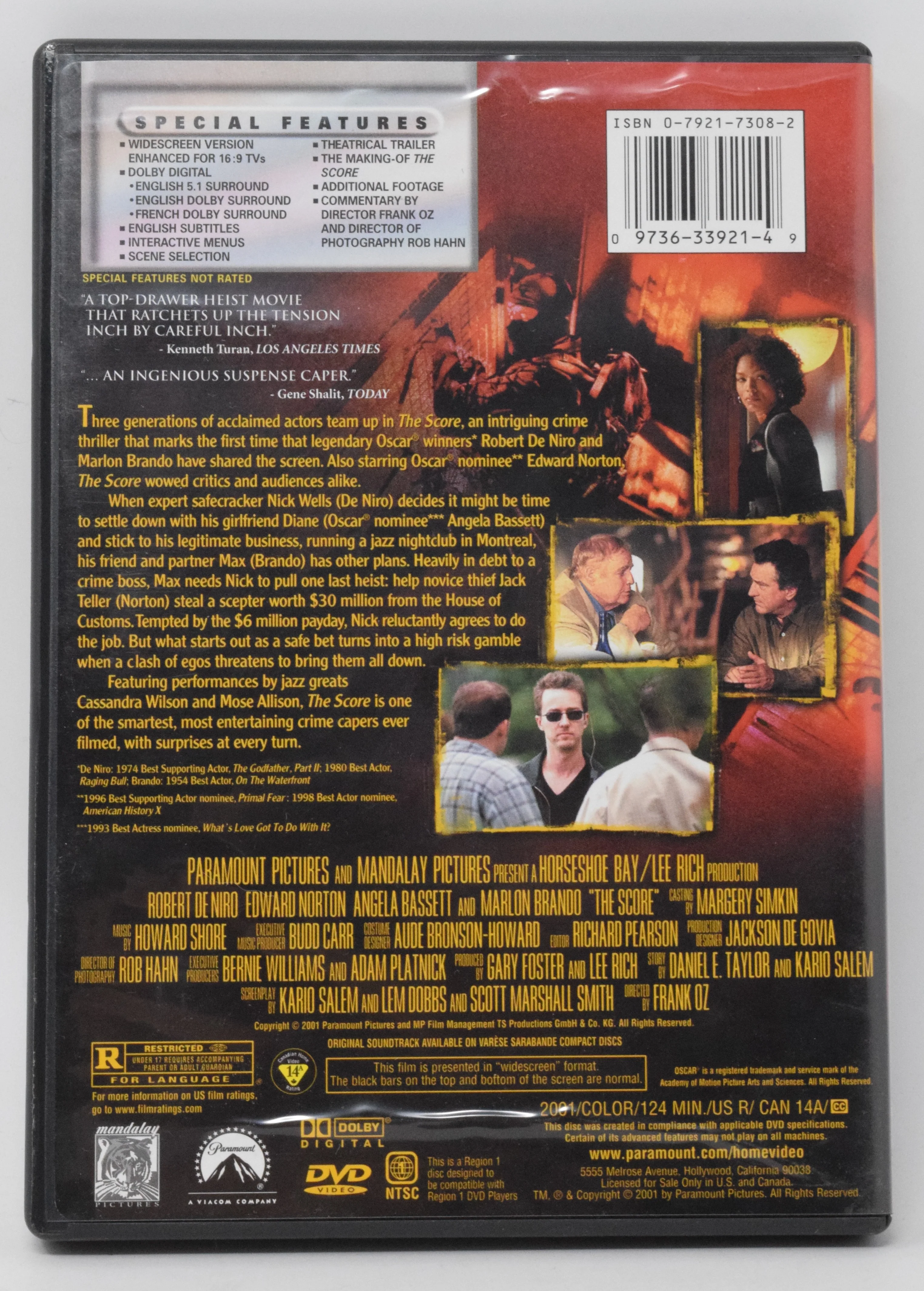 The Score DVD Widescreen Robert Deniro - Image 2
