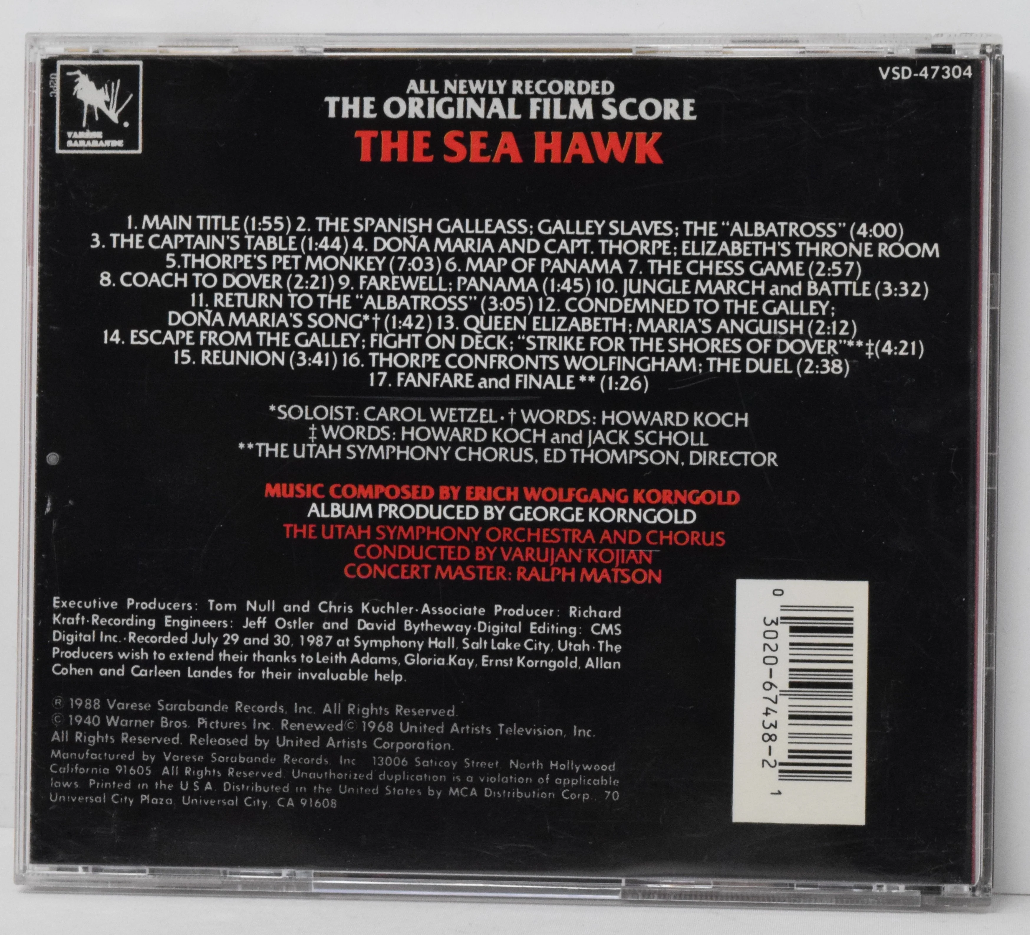 The Sea Hawk Soundtrack CD Varujan Kojian Varese - Image 2