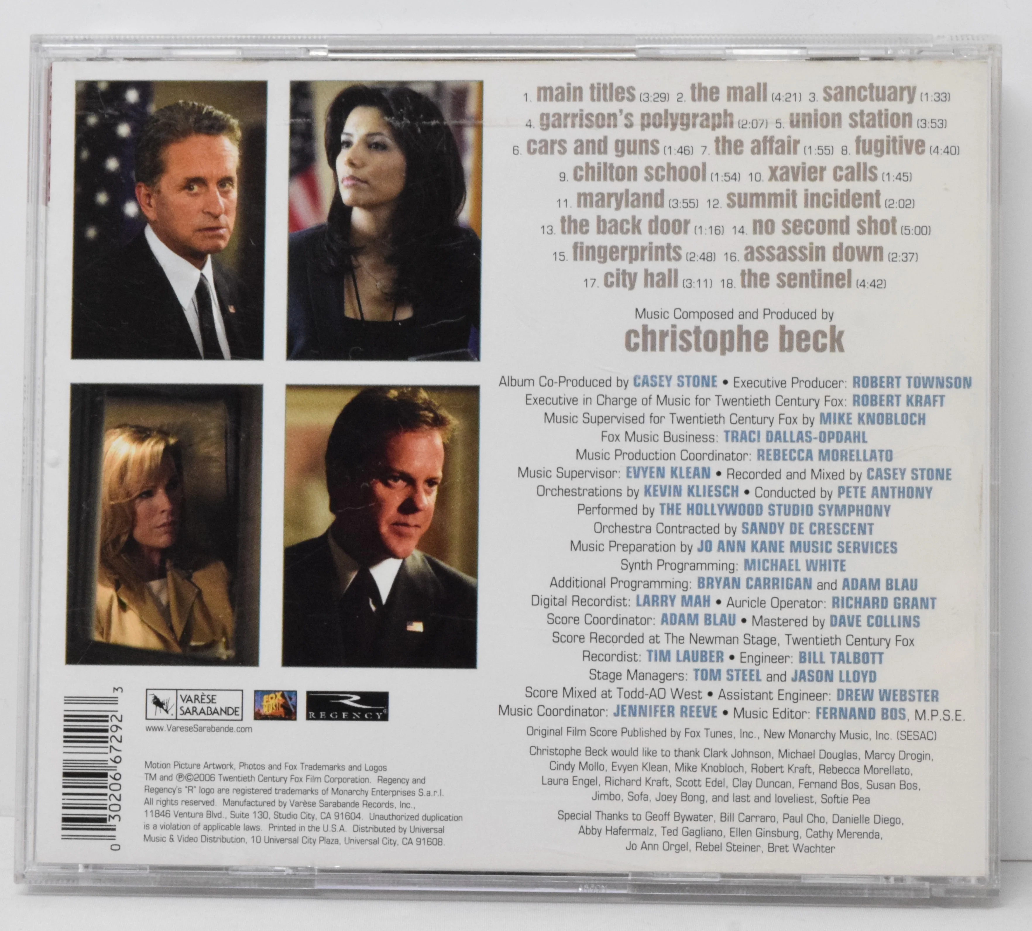 The Sentinel Soundtrack CD Christophe Beck Varese - Image 2