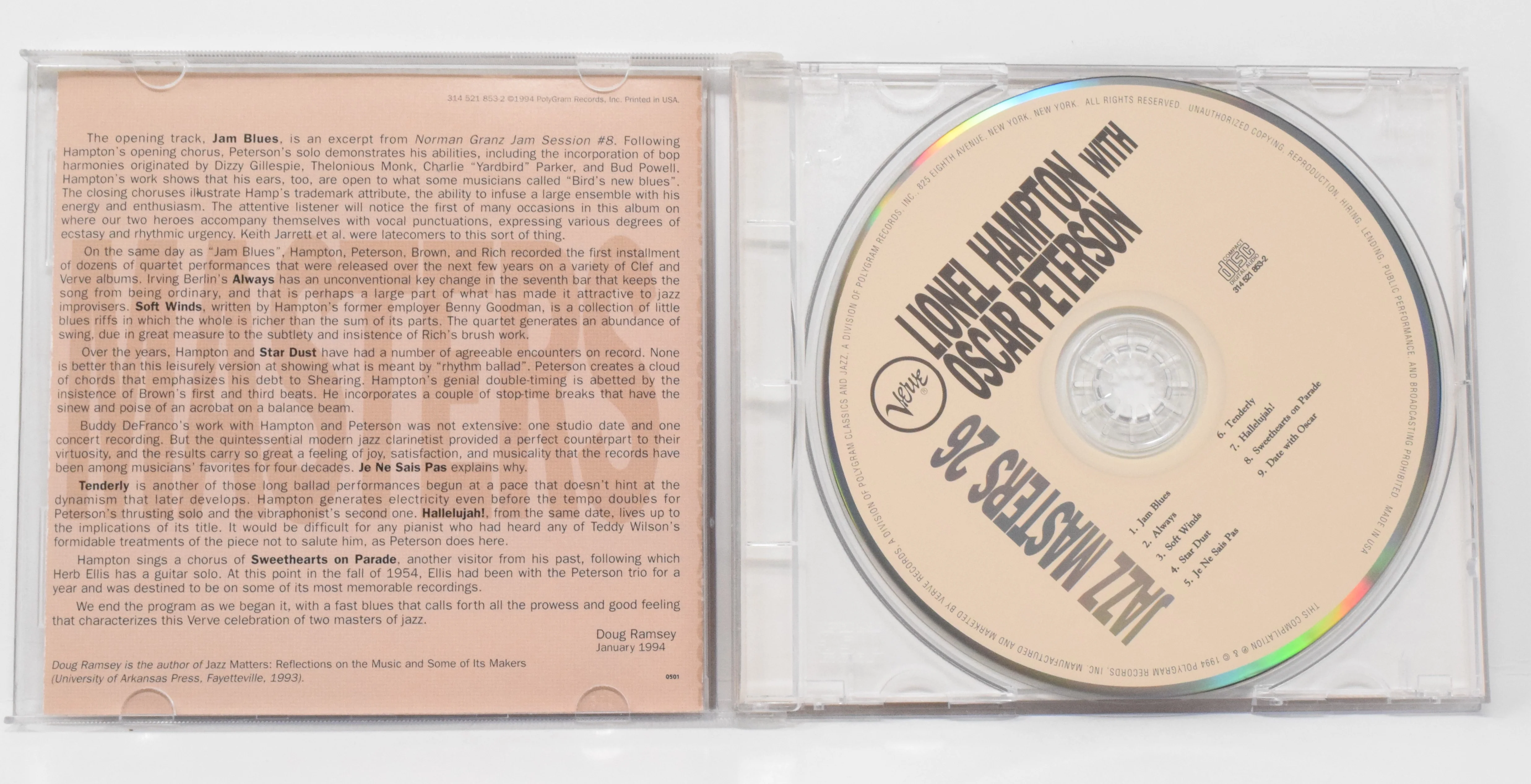 Verve Jazz Masters 26 Soundtrack CD Lionel Hampton Oscar Peterson - Image 3